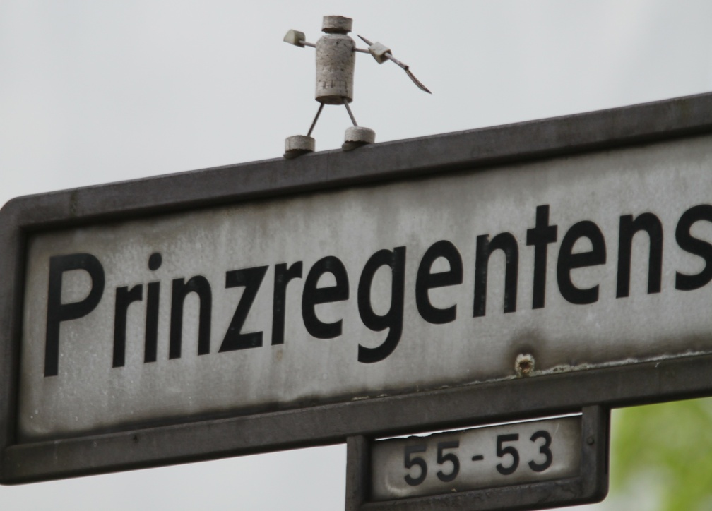 Strassenkunst oder Strassen-Schild-Bürger-Streich